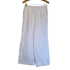 Evereve Peyton Jensen Wide Leg Linen Pants White Coastal Flowy Breathable Size S